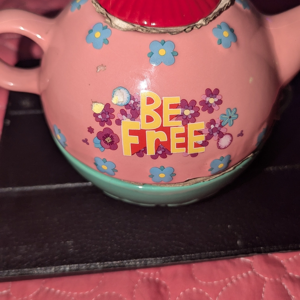 Pink and Blue Floral Teapot